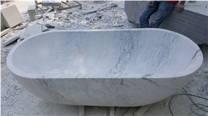 Blue Limestone Oval Solid Surface Bathtubs For Home Decor