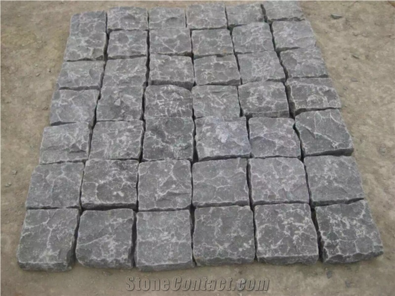 China Blue,Grey,Dark Limestone,Blue Stone Honed & Tumbled Antique Paver Cube Setts