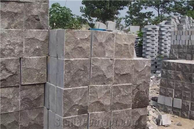 China Blue,Grey,Dark Limestone,Blue Stone Honed & Tumbled Antique Paver Cube Setts