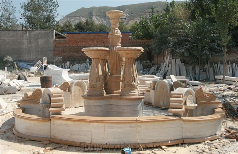 Limestone Garden Fountains with Water Features for Exterior Garden Decoration