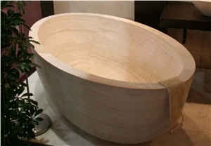 Luxury Cream Beige Travertine Solid Surface Bathtubs Stone Bathtubs For Home