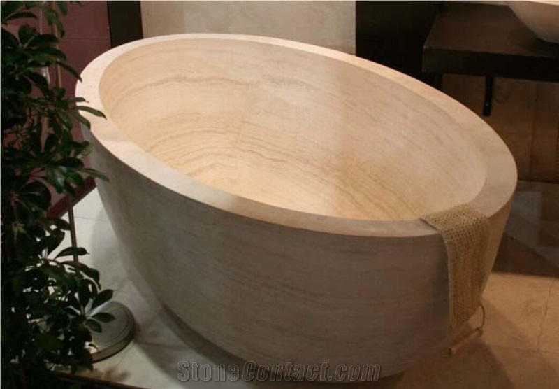 Luxury Cream Limestone Bath Tubs Solid Surface Bathtubs For Bathroom
