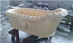 Luxury Cream Limestone Bath Tubs Solid Surface Bathtubs For Bathroom