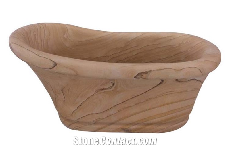 Luxury Serpeggiante Sandstone Solid Surface Bathtubs For Bathroom
