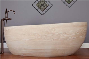 Luxury Serpeggiante Sandstone Solid Surface Bathtubs For Bathroom