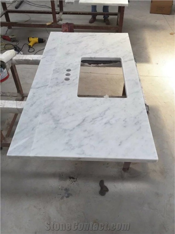 Natural White Marble Carrara C Custom Vanity Tops for Bathrooms