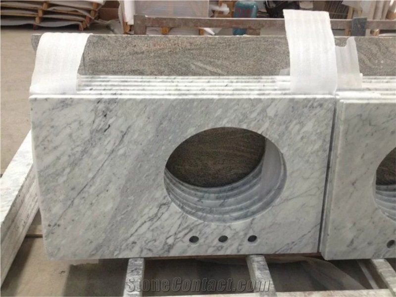 Natural White Marble Carrara C Custom Vanity Tops for Bathrooms