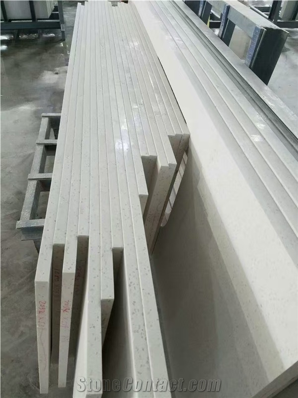 White Engineered Quartz Stone Vanity Tops for Bathroom Projects