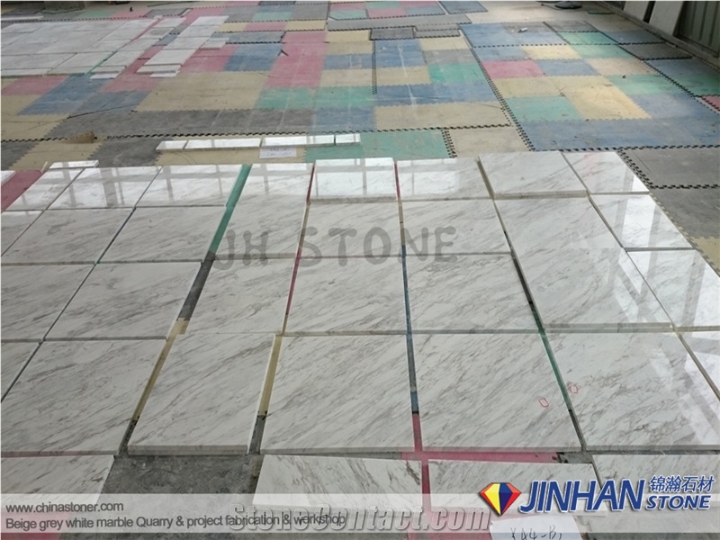Volakas White Marble Tile, Volacas White Marble Steps, Greece White Marble Staircase Steps and Risers Used for Interior Floor Tile, Commercial Stair Tiles