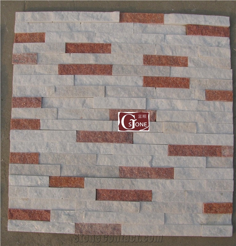 White with Red Quartzite Cultured Stone