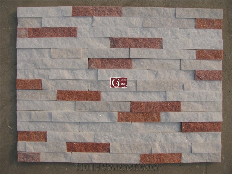White with Red Quartzite Cultured Stone