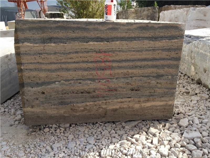 Silver Titanium Travertine Block
