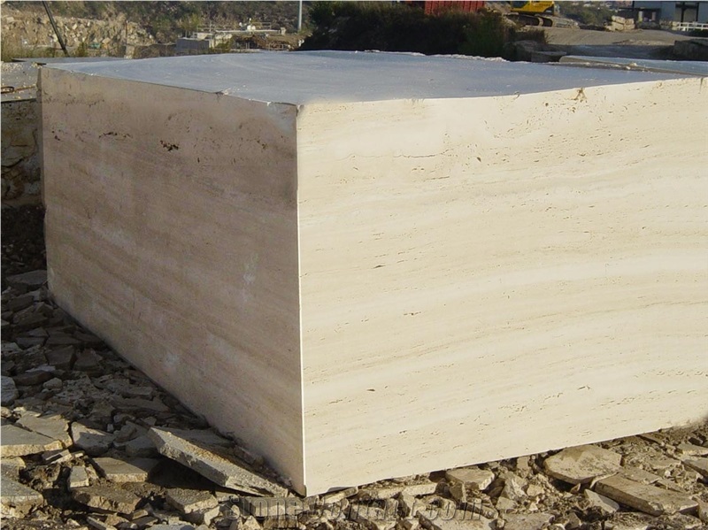 White Travertine Blocks, Travertino Romano Bianco