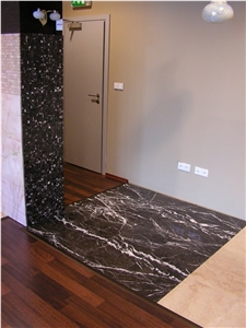 Portoro Antalya Block Marble, Black Fume Marble Block Turkey