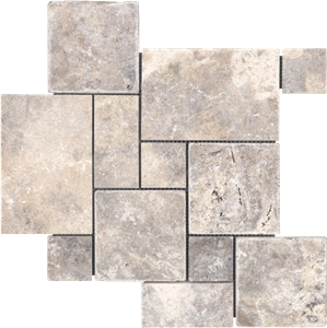 Silver Travertine 3 cm Tumbled Paver Tile & Slab, Grey Travertine Turkey