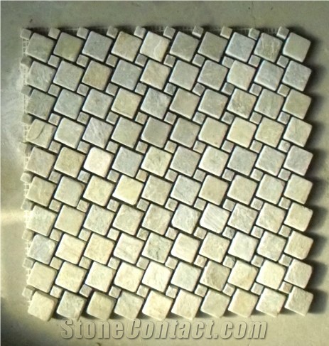 California Gold Walling Quartzite Mosait Tiles,Desert Gold Background Quartzite Mosaic Back