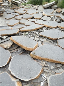 China Zhangpu Black Basalt Flagstone Pavers Tiles