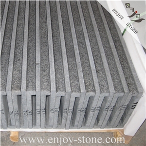 G684 Black Basalt Swimming Pool Tiles, Rebated Drop Face