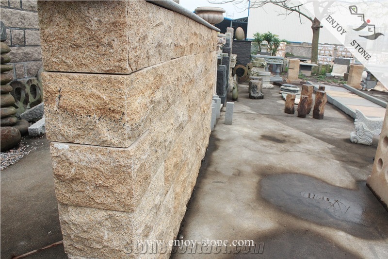 Rusty Yellow G682 Granite Mushroom Stone/Natural Split Decoration, Yellow Granite Mushroomed Wall Cladding