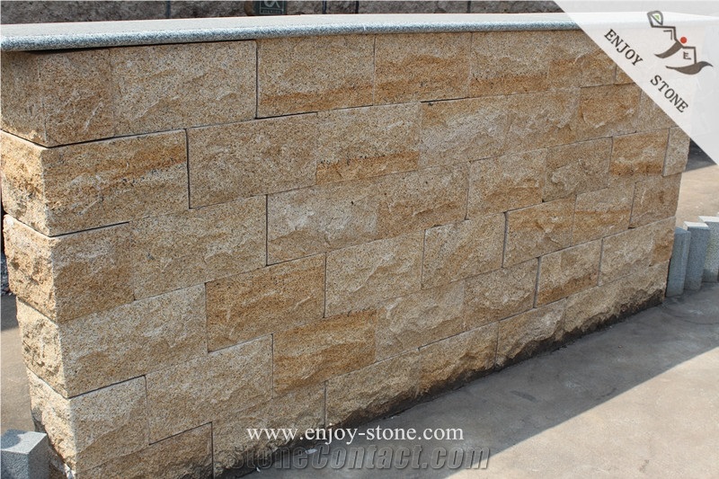 Rusty Yellow G682 Granite Mushroom Stone/Natural Split Decoration, Yellow Granite Mushroomed Wall Cladding