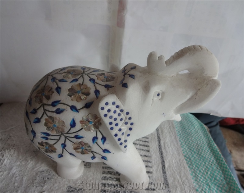 Marble Inlay Elephant Sculptures Marble Inlay Elephant Sculptures