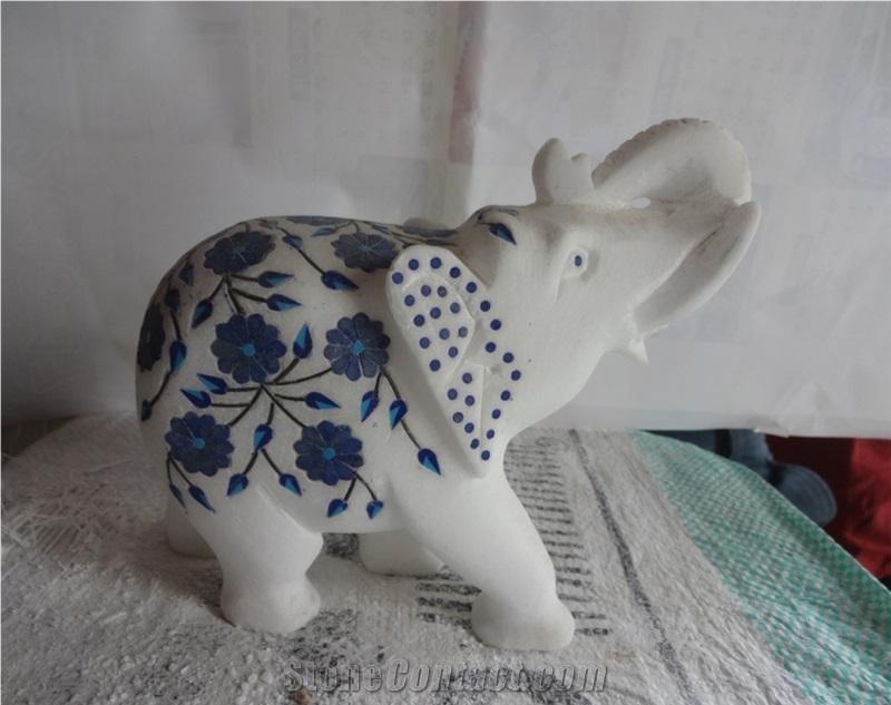 Marble Inlay Elephant Sculptures Marble Inlay Elephant Sculptures