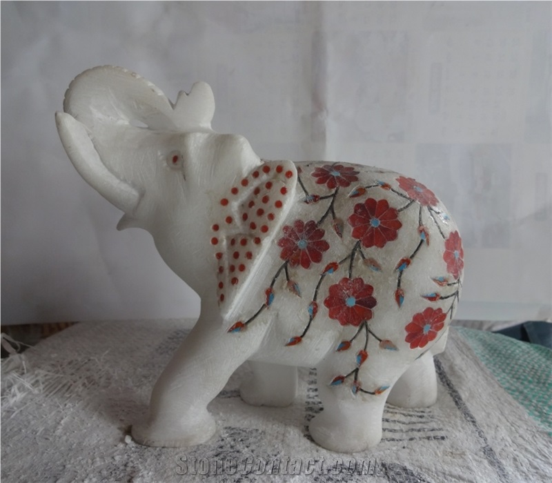 Marble Inlay Elephant Sculptures Marble Inlay Elephant Sculptures