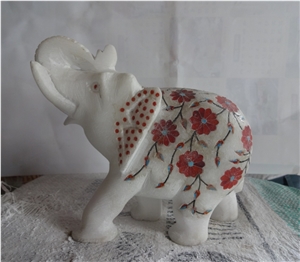 Marble Inlay Elephant Sculptures Marble Inlay Elephant Sculptures