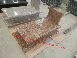 China Juparana Desert Gold Granite Tombstones Western Style Low Prices