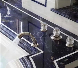 Blue Sapphire Onyx Semiprecious Stone Bath Top, Blue Sodalite Semiprecious Stone Vanity Tops