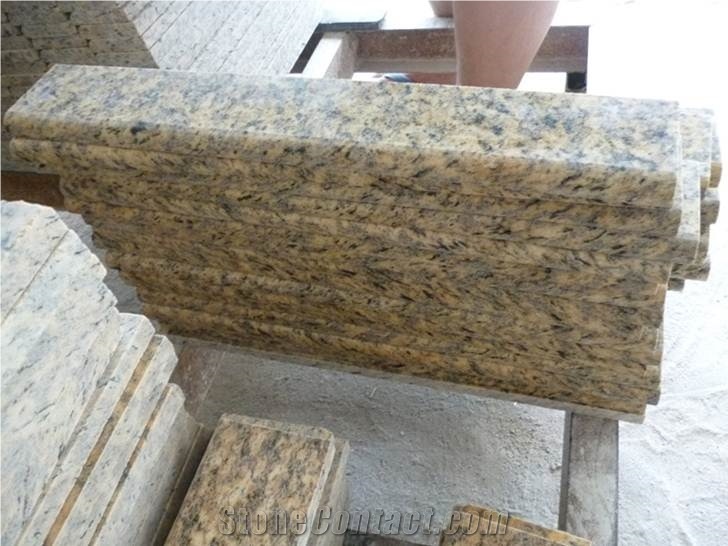 Tiger Yellow Granite Staircase, Yellow Granite Steps, China Yellow Granite