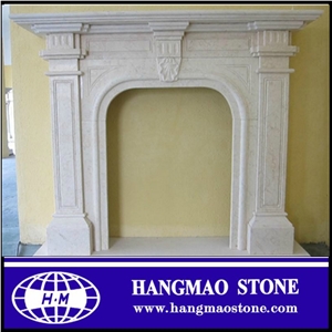 Antique Indoor White Marble Modern Fireplace