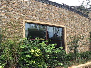 Brown Slate Cultured Stone Wall Cladding, Ledgestone Stacked Stone, Stacked Ledger Stone Veneer