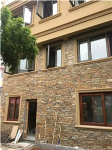 Brown Slate Cultured Stone Wall Cladding, Ledgestone Stacked Stone, Stacked Ledger Stone Veneer