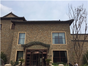 Brown Slate Cultured Stone Wall Cladding, Ledgestone Stacked Stone, Stacked Ledger Stone Veneer