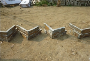 Brown Slate Cultured Stone Wall Cladding, Ledgestone Stacked Stone, Stacked Ledger Stone Veneer,Rusty Cultured Stone Tile