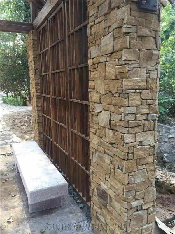 China Rusty Brown Slate Cultured Stone, Wall Cladding, Stacked Stone Veneer Clearance, Manufactured Stone Veneer