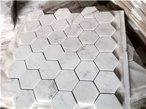 Good Quality Carrara White Marble Hexagon Mosaic Tiles