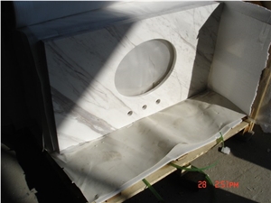 Greece Volakas White Marble Vanity Top with Sink Cut-Out Greece Volakas White Marble Vanity Top with Sink Cut-Out