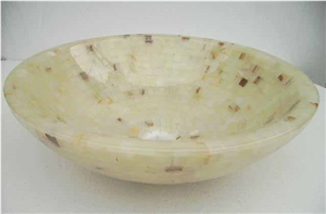 Nature Round Shape Mosaic Onyx Bathroom Wash Basins