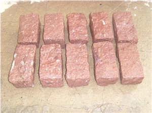 Ocean Red Granite Cobble Stone,Red Paving Stone, Natural Spilt Finished Granite Paver