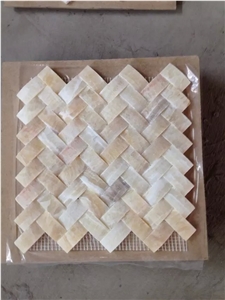 Polished Honey Onyx Basketweave Mosaic Design