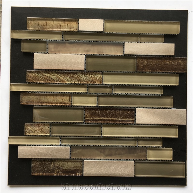 Aluminum Alloy Glass Mosaic Pattern, Metal Wall Mosaci Tile Direct from China Factory, with Good Design and Good Price