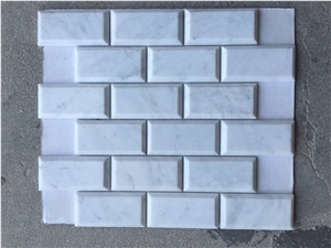 Carrara White Marble Stone, Wooden White Marble Stone Mosaic Tile Flooring & Wall, Linear Strips Mosaic Design, China Hot Sell Stone Mosaic Tile