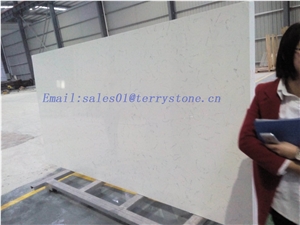 China Popular New Bianco Carrara White Quartz Stone Polished Slabs & Tiles ,Engineered Slab,Artificial White Marble Stone for Kitchen Hotel Bathroom