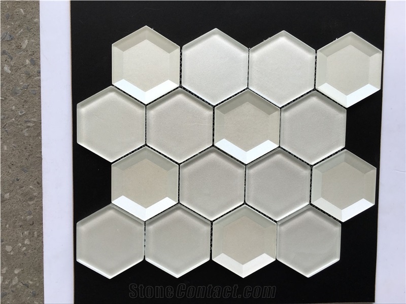 Crystal Glass Mosaic with Good Quality, China Factory Hexagon Wall Mosaic