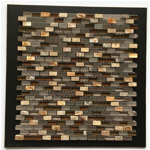 Glass Mosaic Tile for Bathroom, China Mosaic Factory, Emperador Light, Super White, Cold Spraying, Plating, Wooden White, Colorful Conch