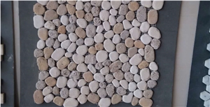 India Tropical Rain Forest Popular Yellow Polished & Honed Marble Mosaic Tiles, China White & Grey Pebble Stone Mosaic Tile for Hotel Bathroom Decor