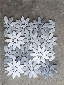 Italy Grey Carrara White Crystal White Marble Flower Design Beautiful Stone Mosaic, Polished Nice Design Interior Stone Mosaic Tile, Marble Stone Mosaic Italy Grey Carrara White Crystal White Marble Flower Design Beautiful Stone Mosaic, Polished Nice Design Interior Stone Mosaic Tile, Marble Stone Mosaic