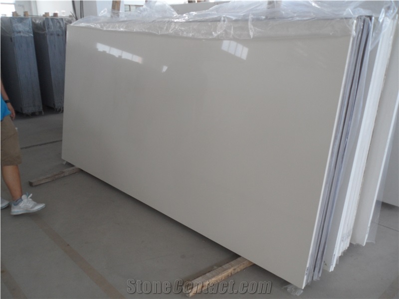 Manmade Stone Beige Pure Color Quartz Big Slab, High Polished Pure Cream Engineered Stone from China Factroy with Competitive Price